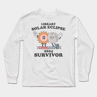 Funny Librarian Solar Eclipse 2024 Shirt,  Trendy Public Library Program Bookish Long Sleeve T-Shirt